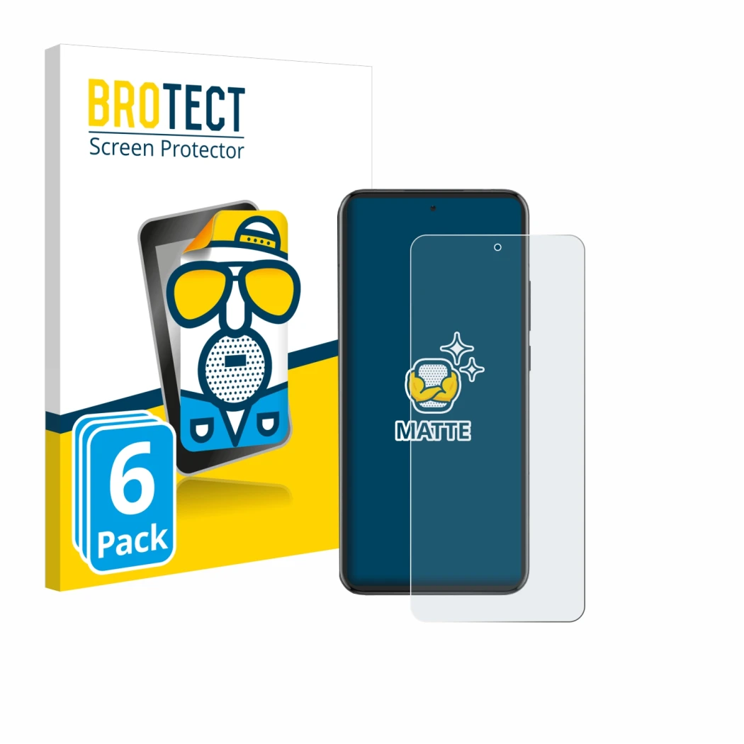 Face avant d’un emballage produit avec le logo de la marque BROTECT. À côté, l’appareil Oppo Reno 13 Pro est représenté avec l