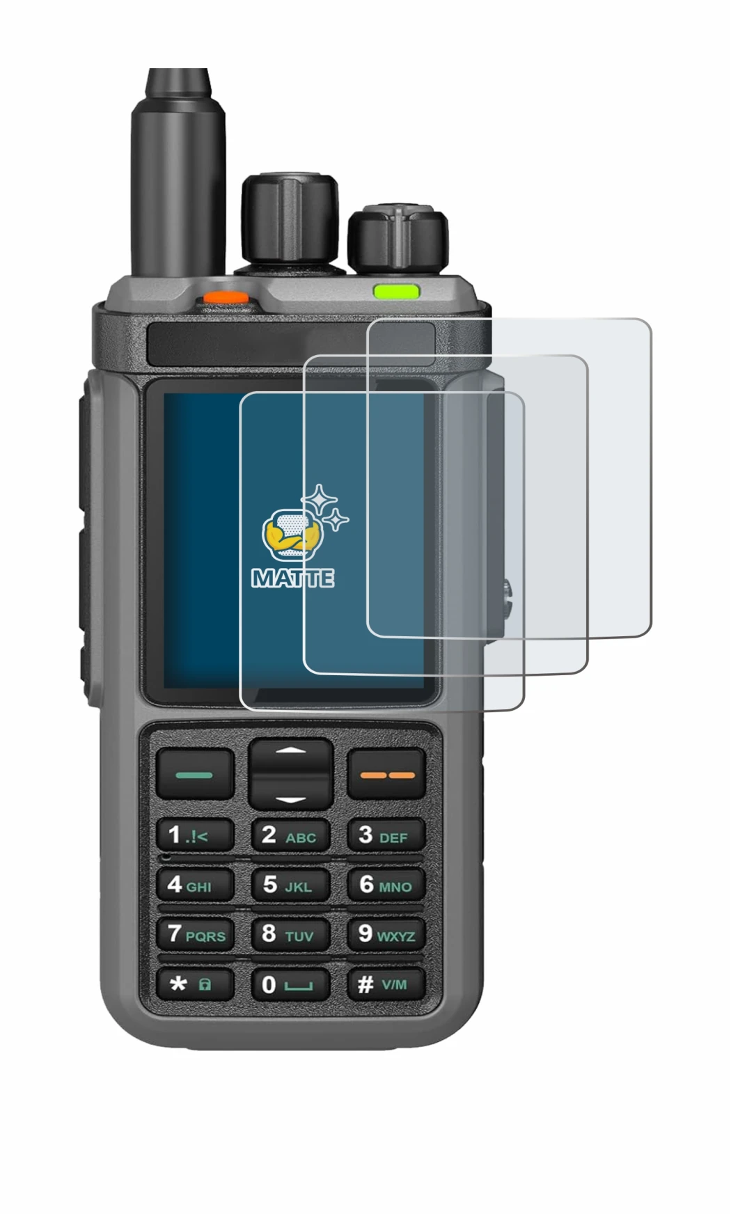 Image de l'appareil Radtel RT-880 avec une grande variété de protections d'écran.