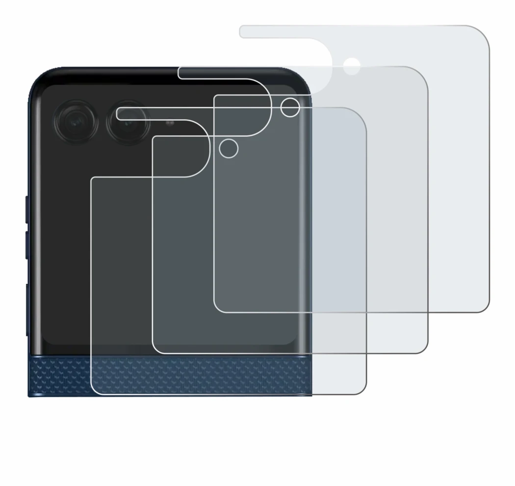 Image de l'appareil Motorola Razr 60 (Affichage arrière) avec une grande variété de protections d'écran.