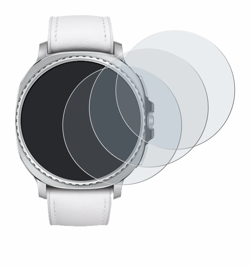 Image de l'appareil Samsung Galaxy Watch 8 Classic (46 mm) avec une grande variété de protections d'écran.