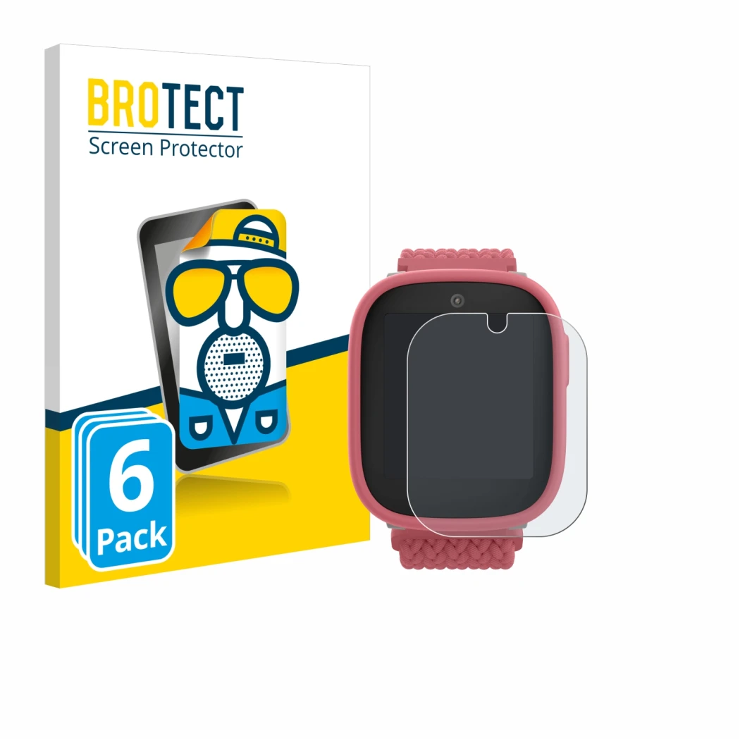 Face avant d’un emballage produit avec le logo de la marque BROTECT. À côté, l’appareil Xplora X6 Play 2025 (2ème génération) 