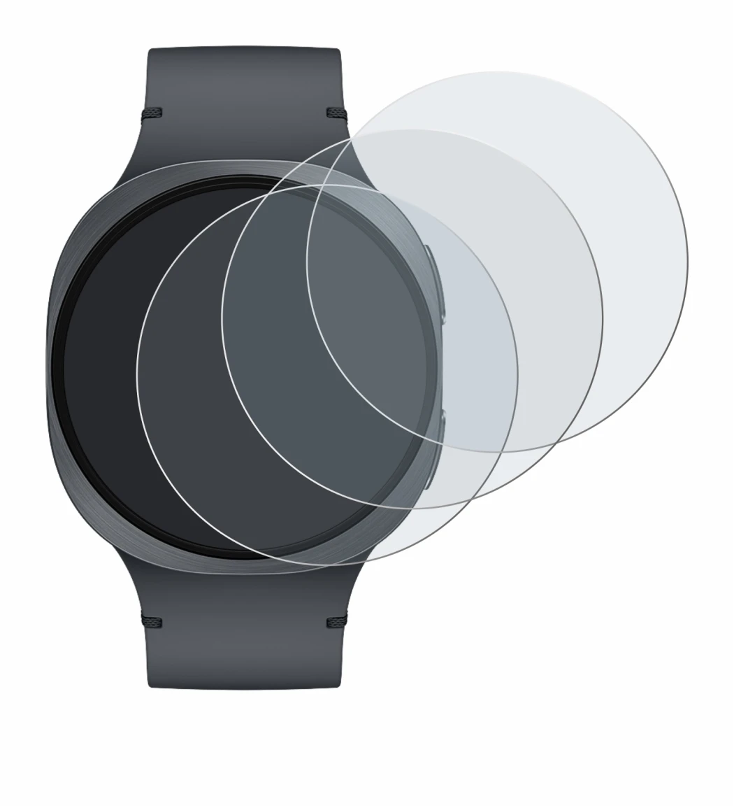 Image de l'appareil Samsung Galaxy Watch 8 (44 mm) avec une grande variété de protections d'écran.