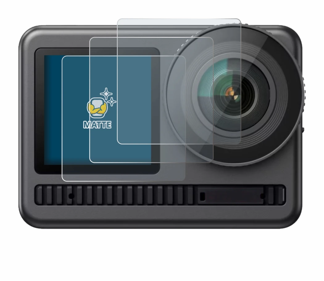 Image de l'appareil Akaso Brave 8 (Affichage avant) avec une grande variété de protections d'écran.