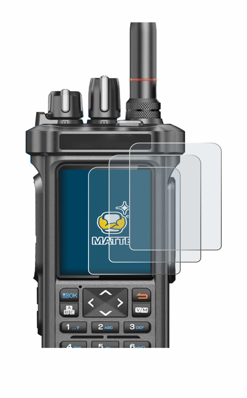 Image de l'appareil Radtel RT-950 Pro avec une grande variété de protections d'écran.