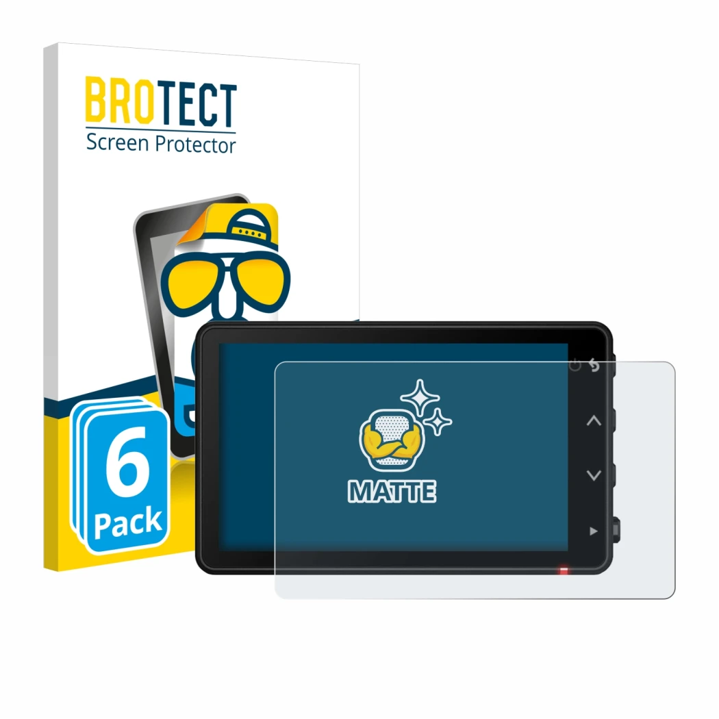 Face avant d’un emballage produit avec le logo de la marque BROTECT. À côté, l’appareil Garmin Catalyst 2 est représenté avec 