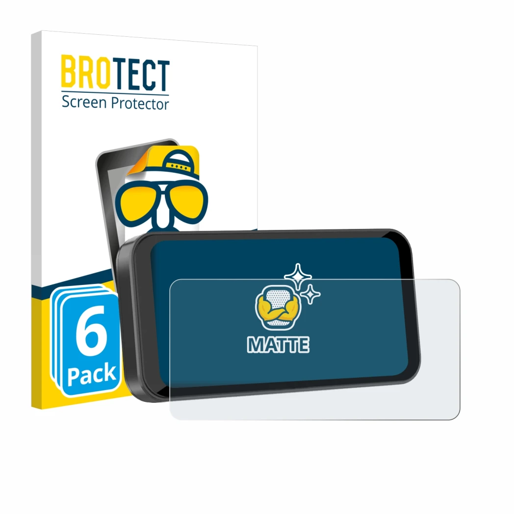 Face avant d’un emballage produit avec le logo de la marque BROTECT. À côté, l’appareil Carpuride W603B 6.3