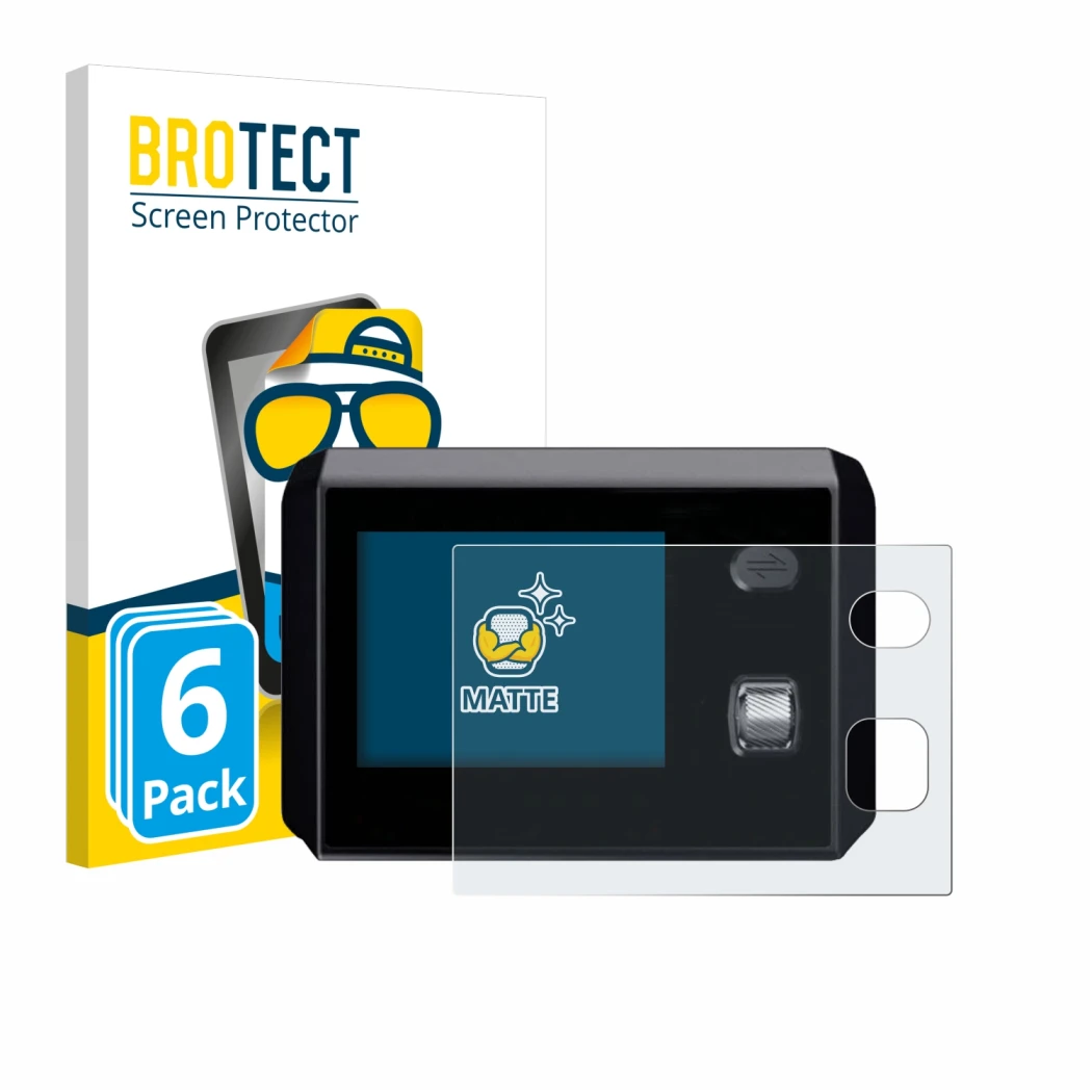 Face avant d’un emballage produit avec le logo de la marque BROTECT. À côté, l’appareil SkyRC MC5000 est représenté avec la pr