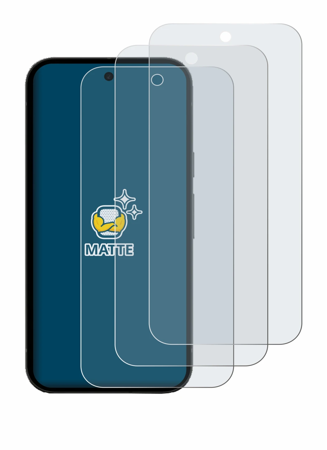 Image de l'appareil Google Pixel 10a (case-friendly) avec une grande variété de protections d'écran.