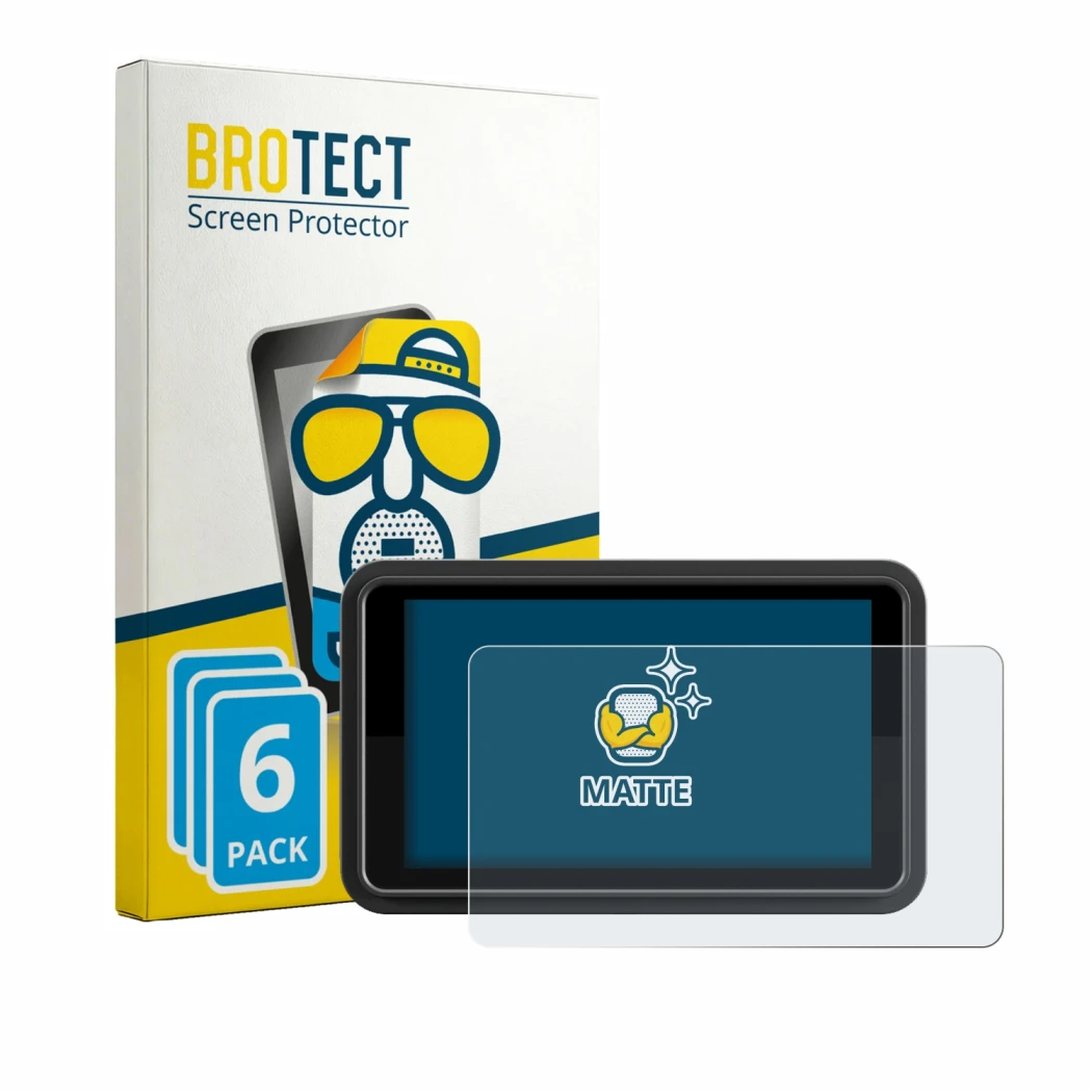 Face avant d’un emballage produit avec le logo de la marque BROTECT. À côté, l’appareil Atomos Ninja TX GO 5