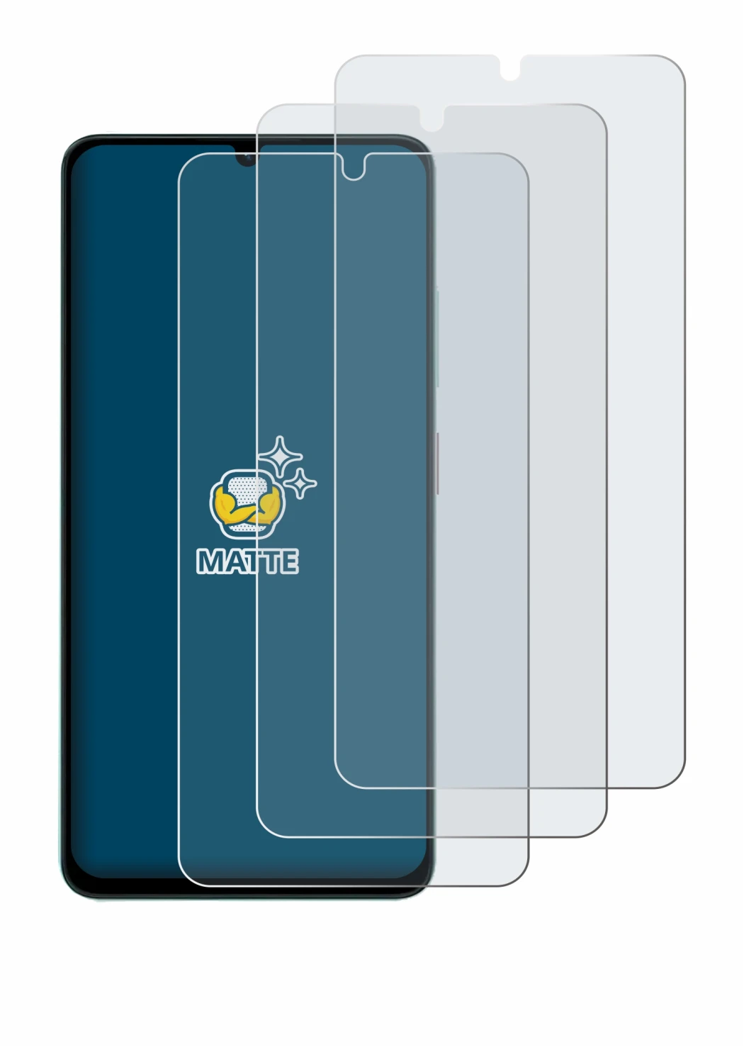 Image de l'appareil ZTE Blade A36 avec une grande variété de protections d'écran.