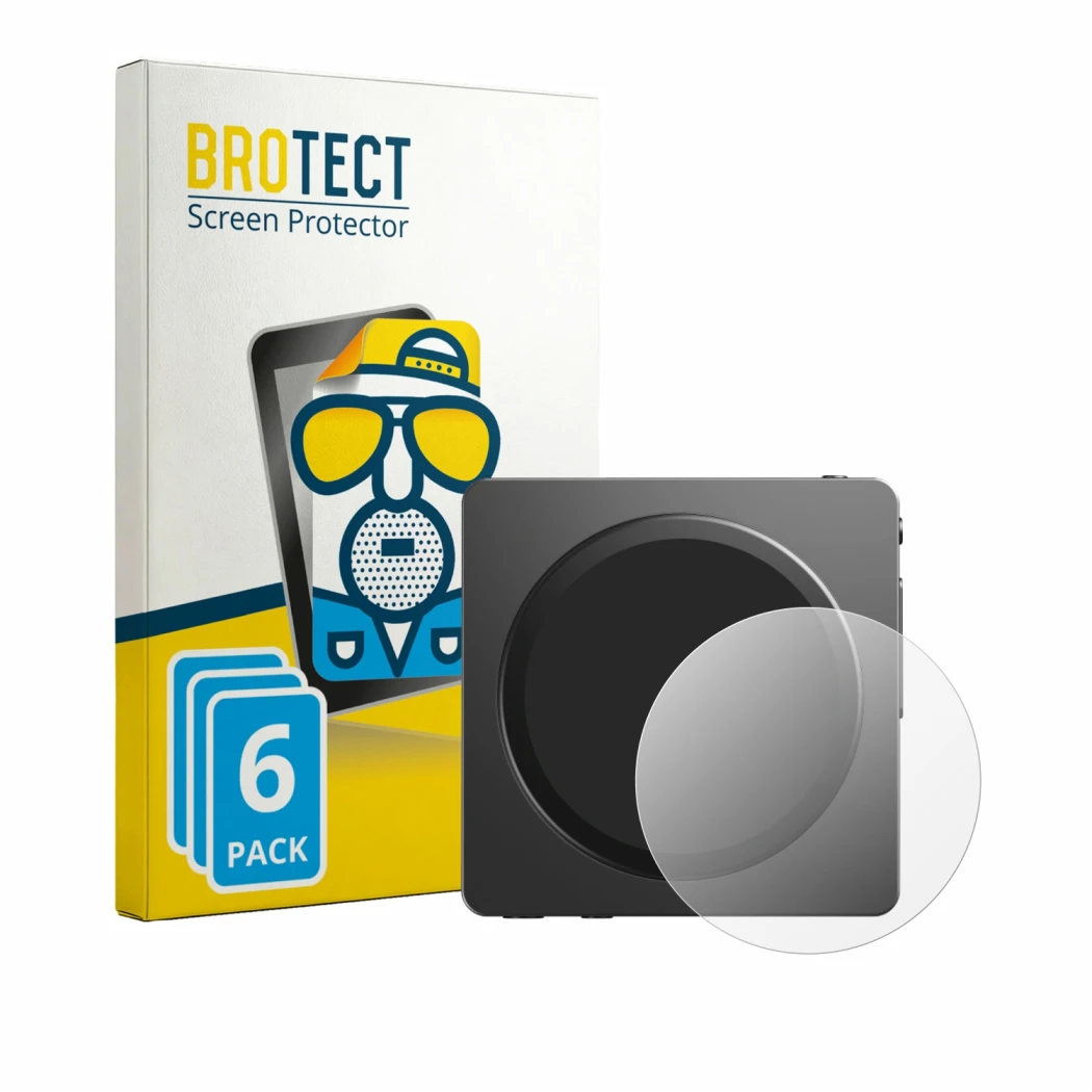 Face avant d’un emballage produit avec le logo de la marque BROTECT. À côté, l’appareil FiiO SnowSky Disc est représenté avec 