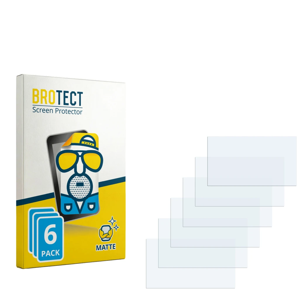 Face avant d’un emballage produit avec le logo de la marque BROTECT. À côté se trouve la protection d’écran correspondante.