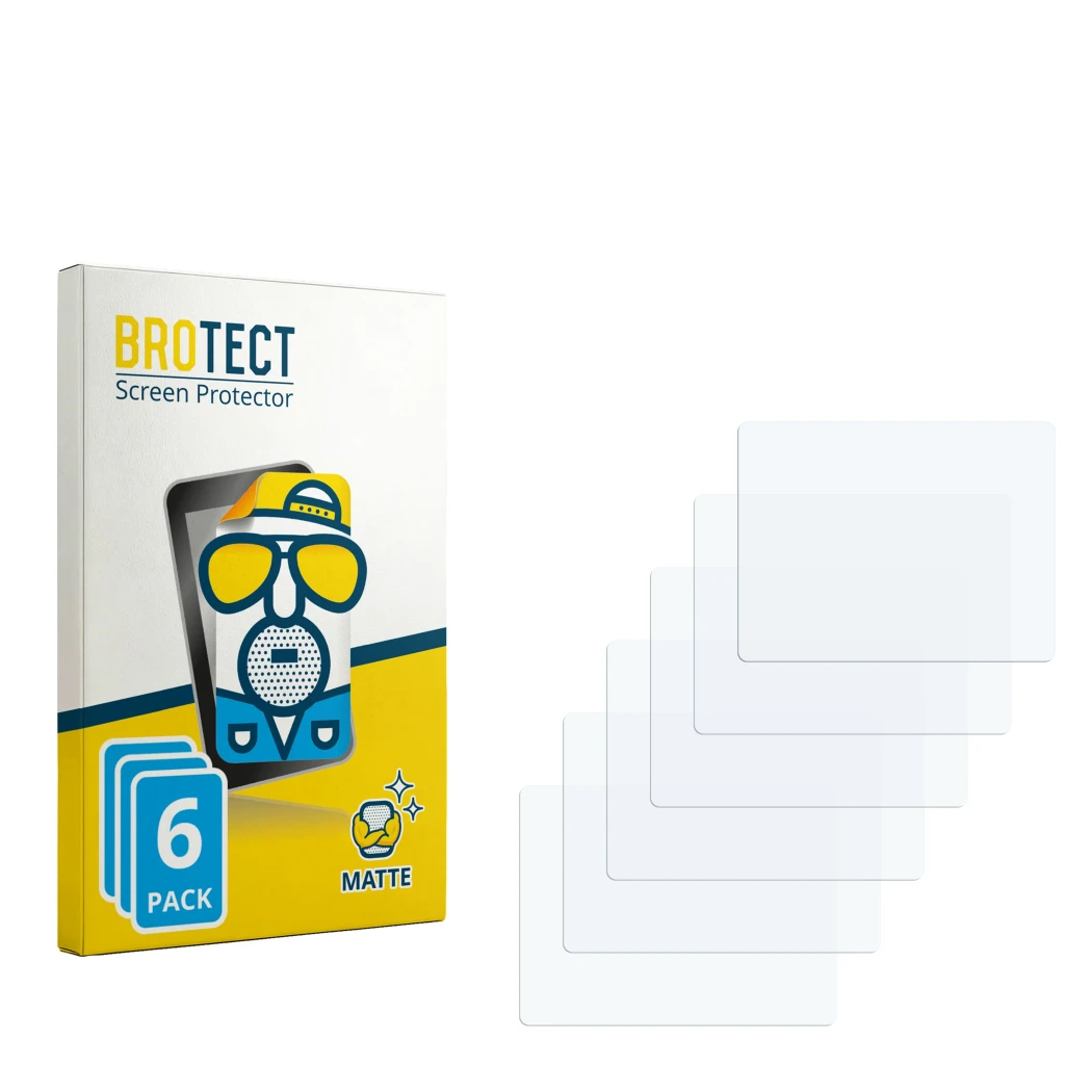Face avant d’un emballage produit avec le logo de la marque BROTECT. À côté se trouve la protection d’écran correspondante.