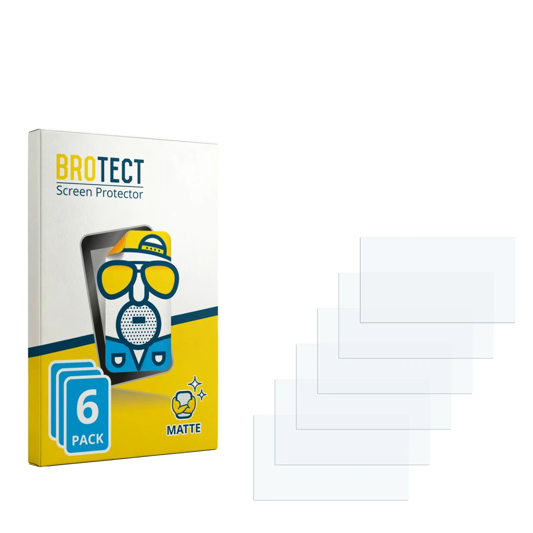 Face avant d’un emballage produit avec le logo de la marque BROTECT. À côté se trouve la protection d’écran correspondante.