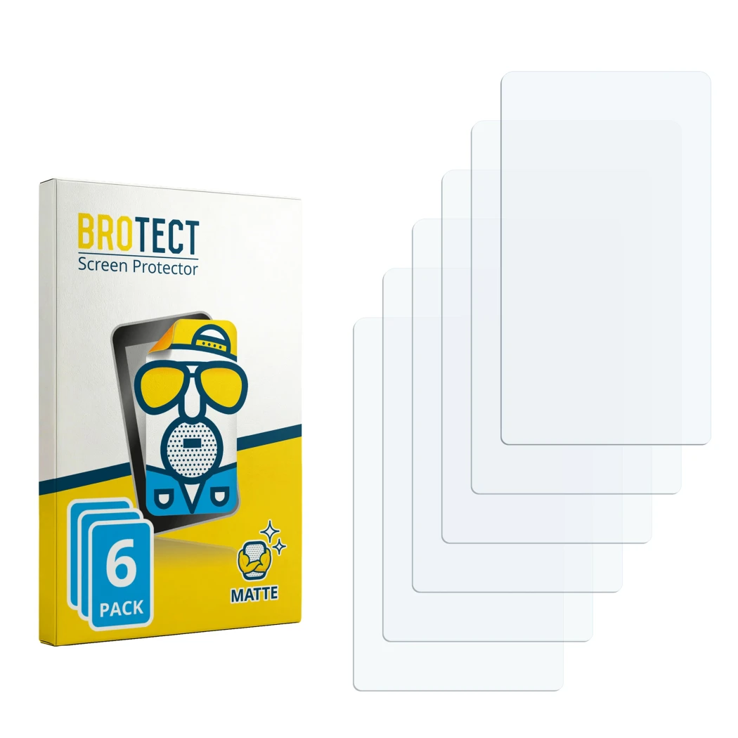 Face avant d’un emballage produit avec le logo de la marque BROTECT. À côté se trouve la protection d’écran correspondante.