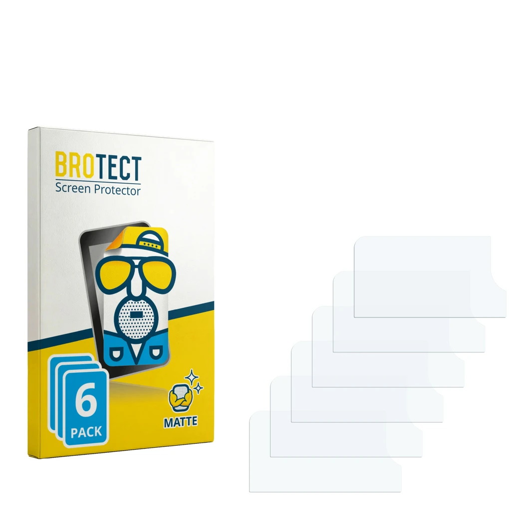 Face avant d’un emballage produit avec le logo de la marque BROTECT. À côté se trouve la protection d’écran correspondante.