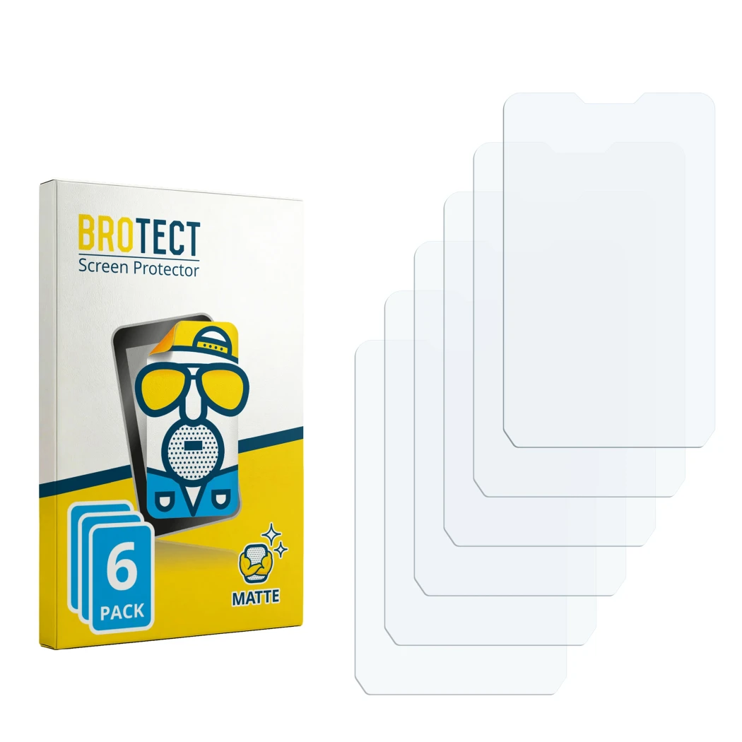 Face avant d’un emballage produit avec le logo de la marque BROTECT. À côté se trouve la protection d’écran correspondante.