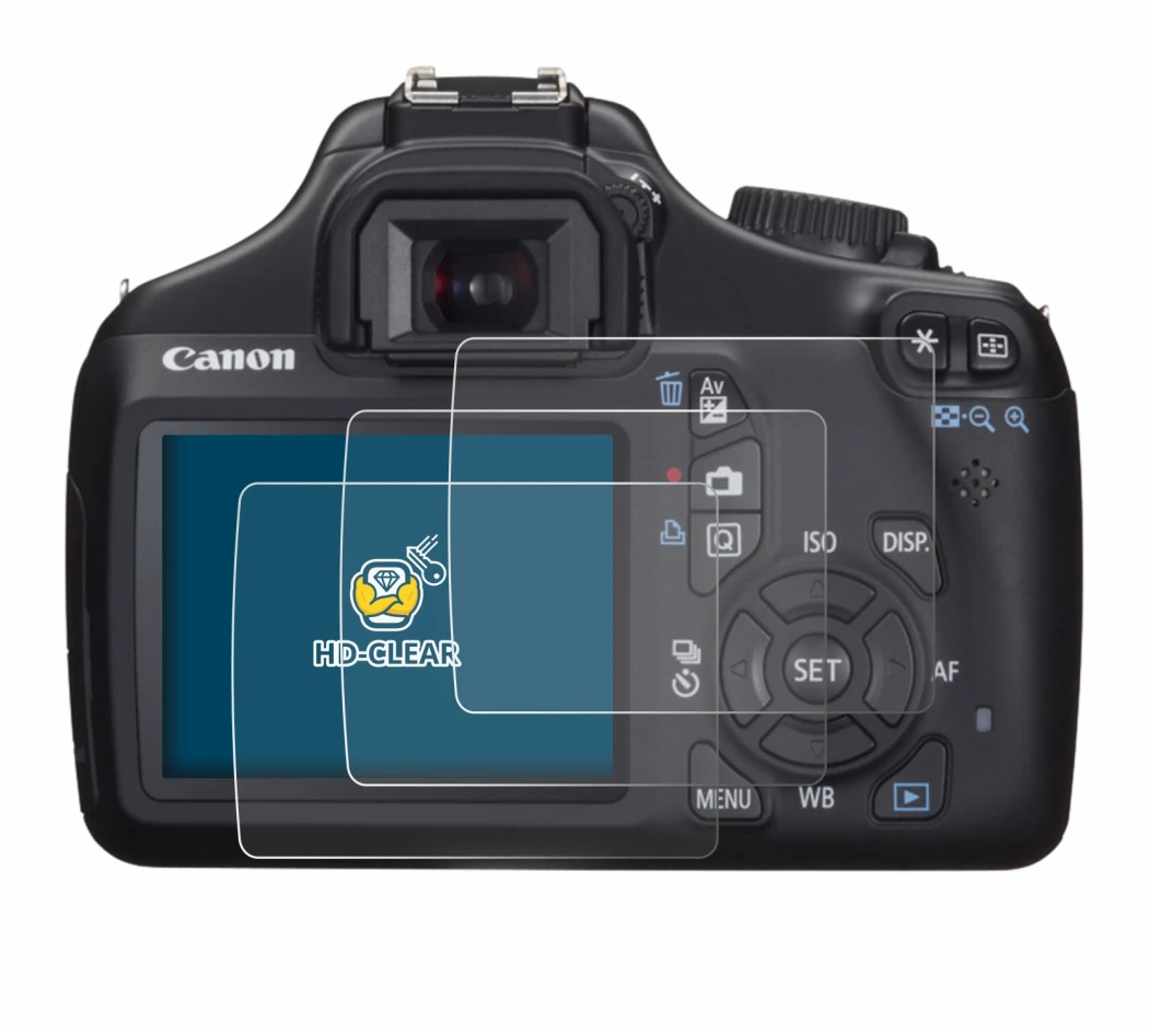 Image de l'appareil Canon EOS 1100D avec une grande variété de protections d'écran.
