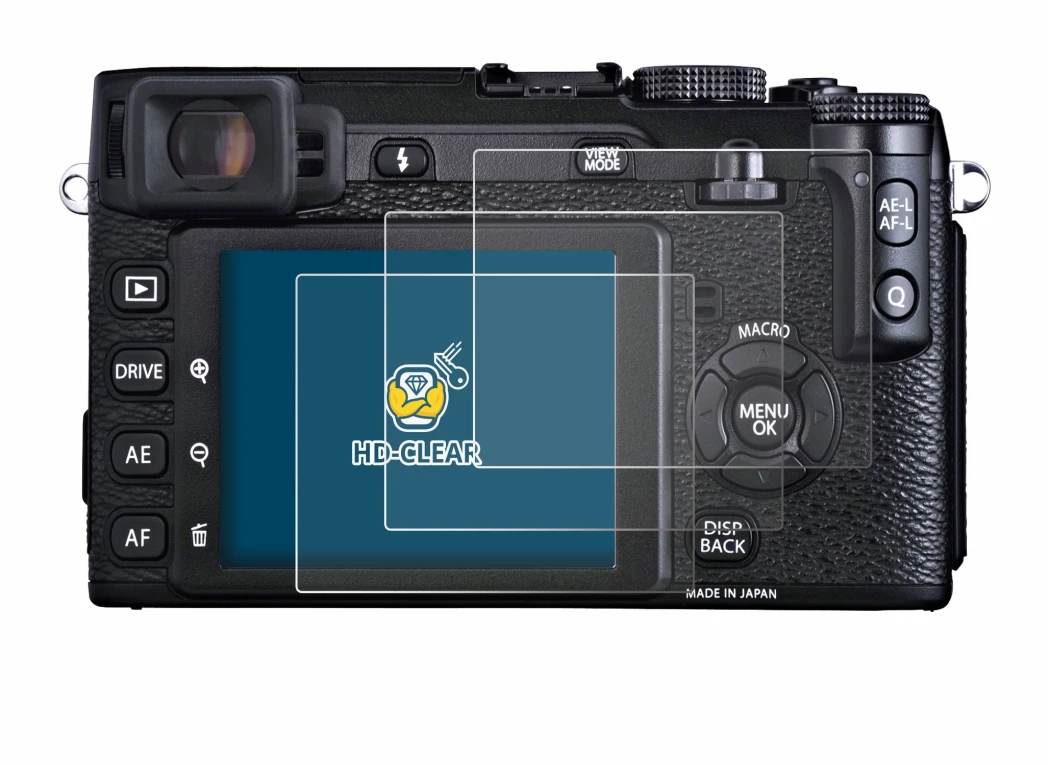 Image de l'appareil Fujifilm X-E1 avec une grande variété de protections d'écran.