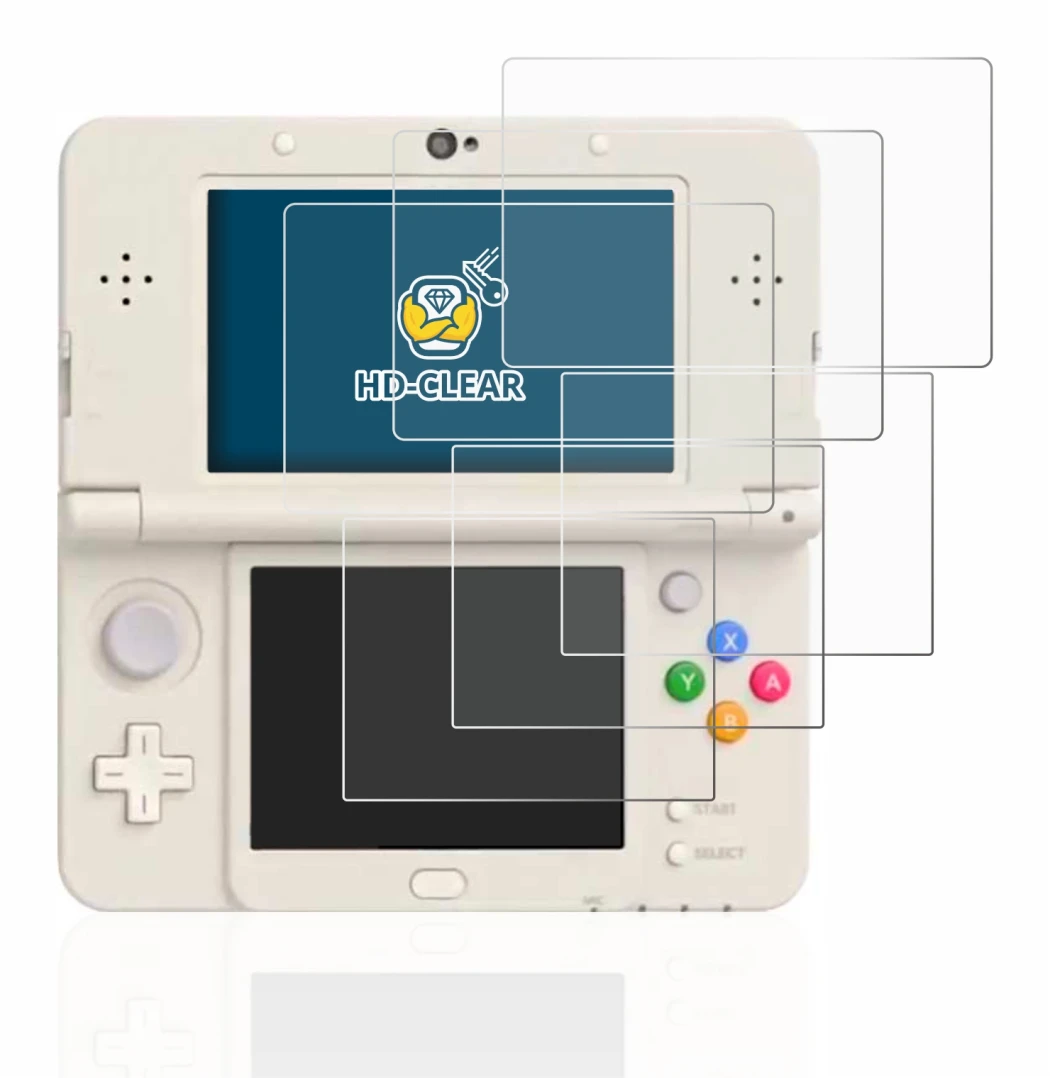 Image de l'appareil Nintendo New 3DS avec une grande variété de protections d'écran.
