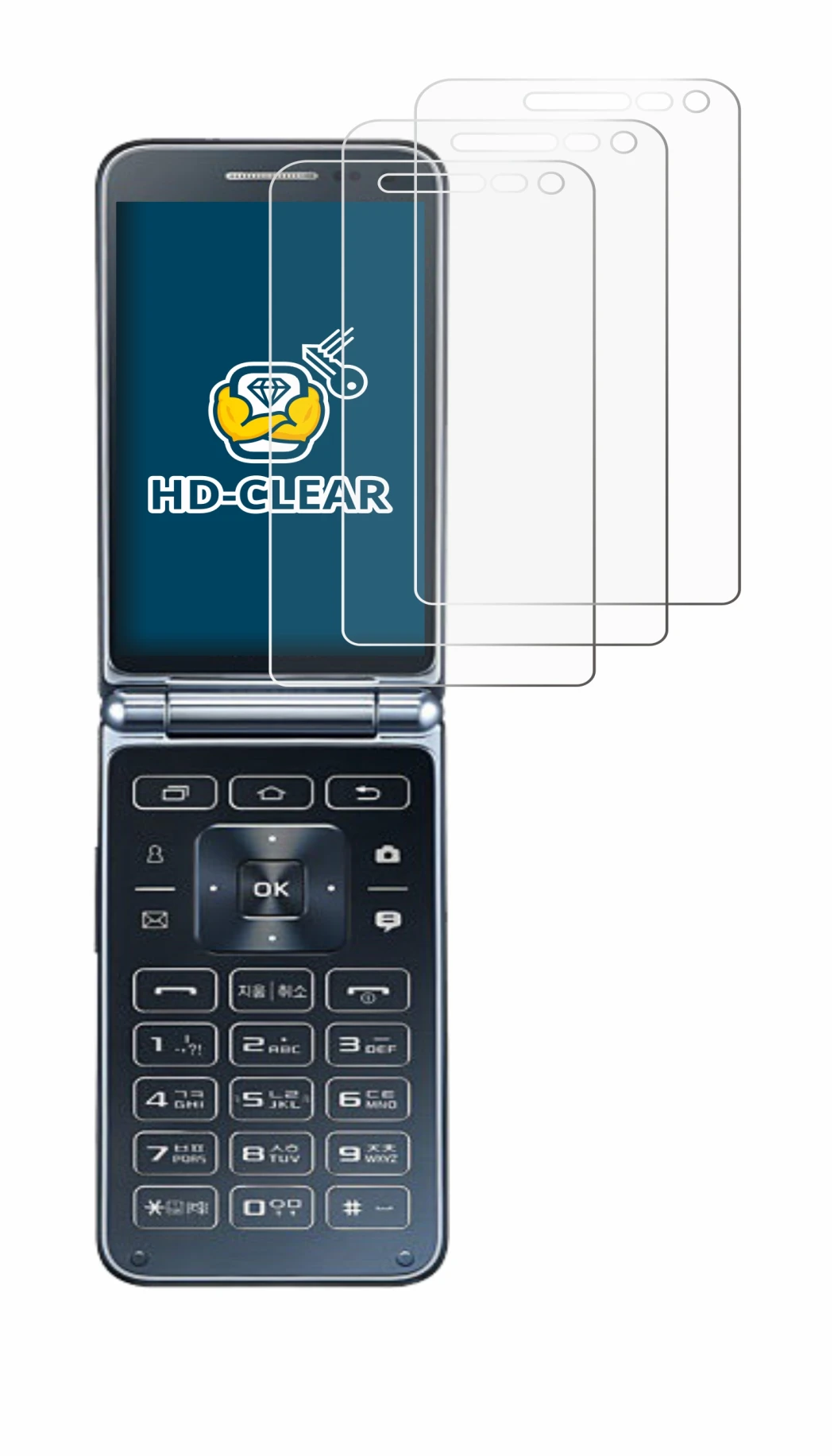Image de l'appareil Samsung Galaxy Folder 2 avec une grande variété de protections d'écran.