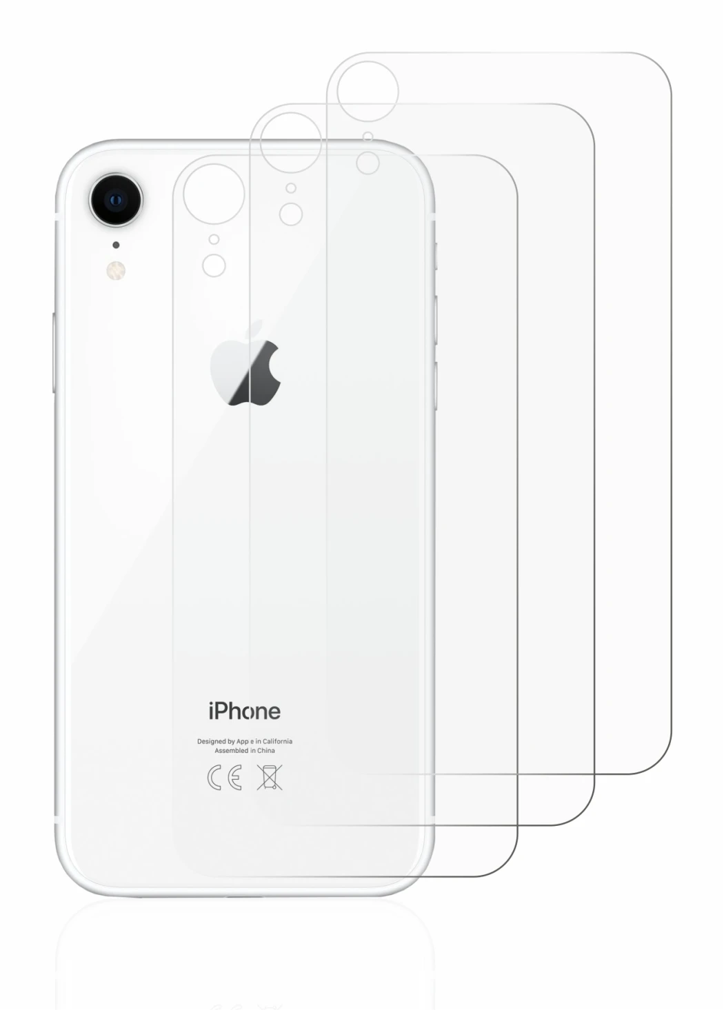 Image de l'appareil Apple iPhone XR (Le dos) avec une grande variété de protections d'écran.