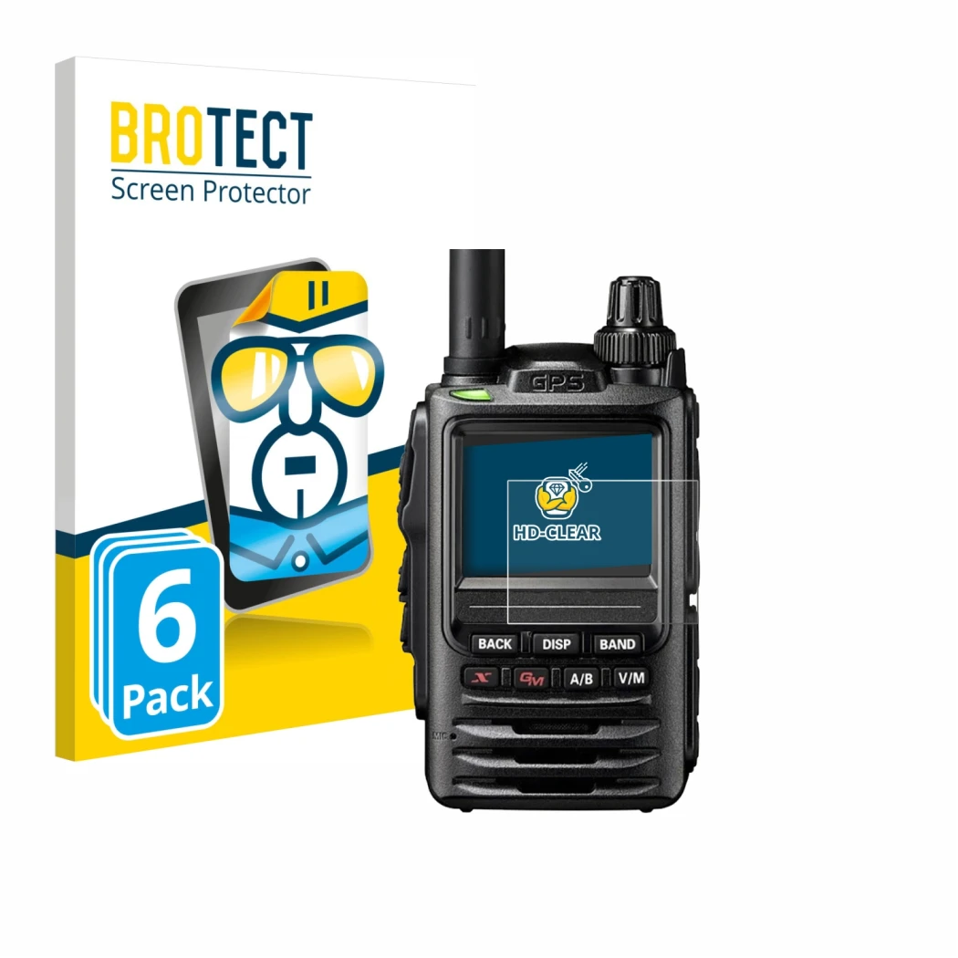 Face avant d’un emballage produit avec le logo de la marque BROTECT. À côté, l’appareil Yaesu FT-3D est représenté avec la pro