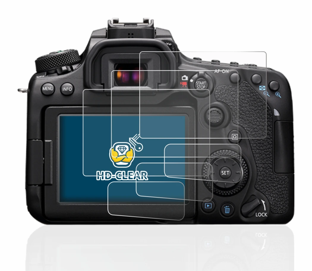 Image de l'appareil Canon EOS 90D avec une grande variété de protections d'écran.