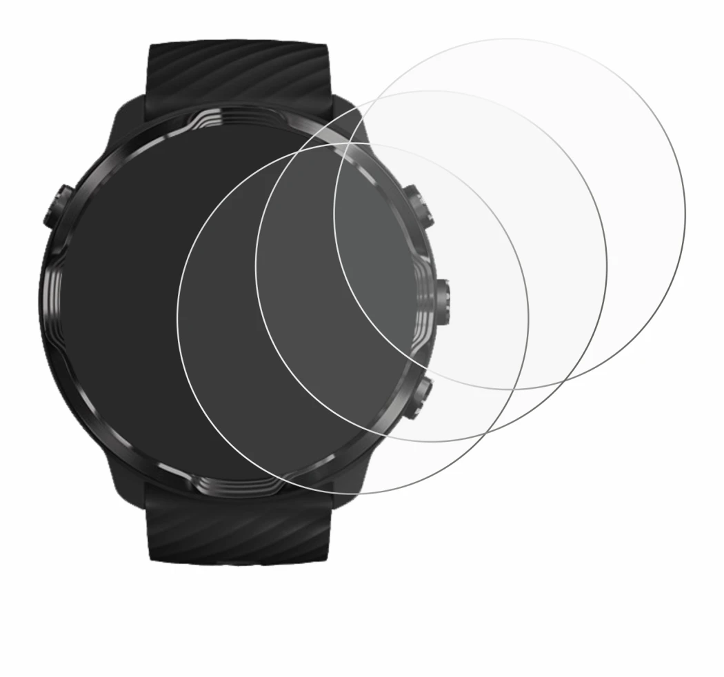 Image de l'appareil Suunto 7 avec une grande variété de protections d'écran.