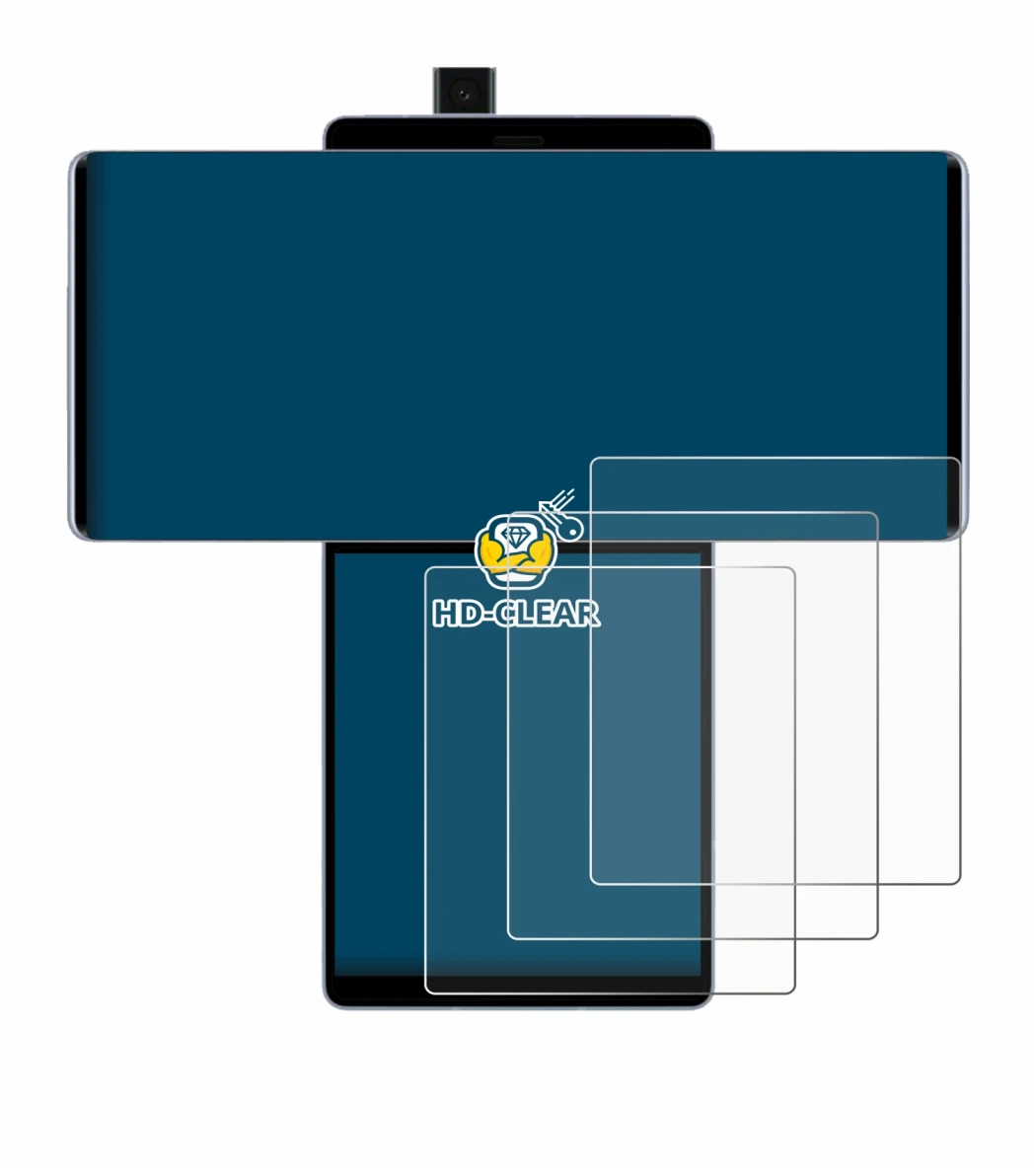 Image de l'appareil LG Wing (Affichage arrière) avec une grande variété de protections d'écran.