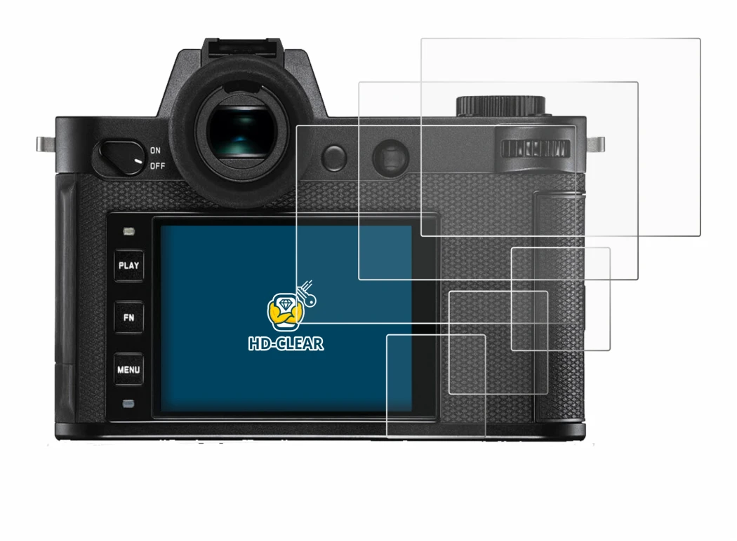 Image de l'appareil Leica SL2-S avec une grande variété de protections d'écran.