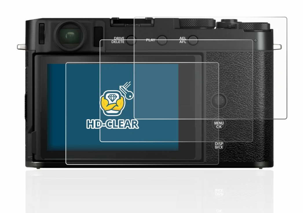Image de l'appareil Fujifilm X-E4 avec une grande variété de protections d'écran.