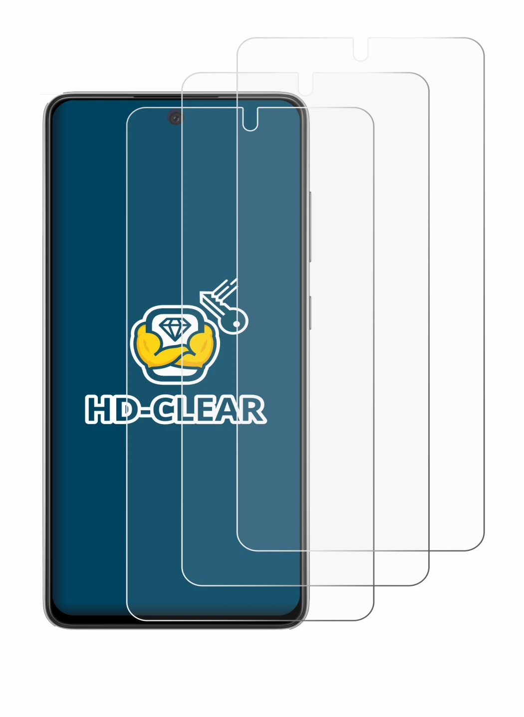 Image de l'appareil Samsung Galaxy A52s 5G avec une grande variété de protections d'écran.