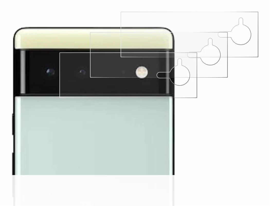 Image de l'appareil Google Pixel 6 (Caméra UNIQUEMENT) avec une grande variété de protections d'écran.
