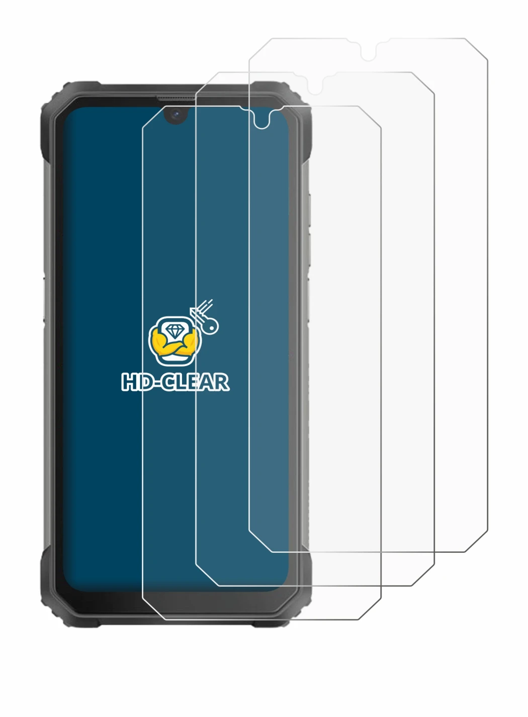 Image de l'appareil Blackview BV8800 avec une grande variété de protections d'écran.