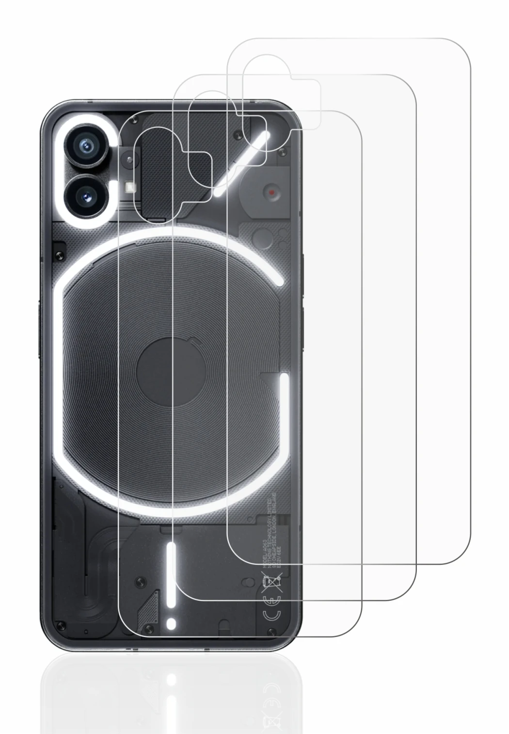 Image de l'appareil Nothing Phone (1) (Arrière) avec une grande variété de protections d'écran.