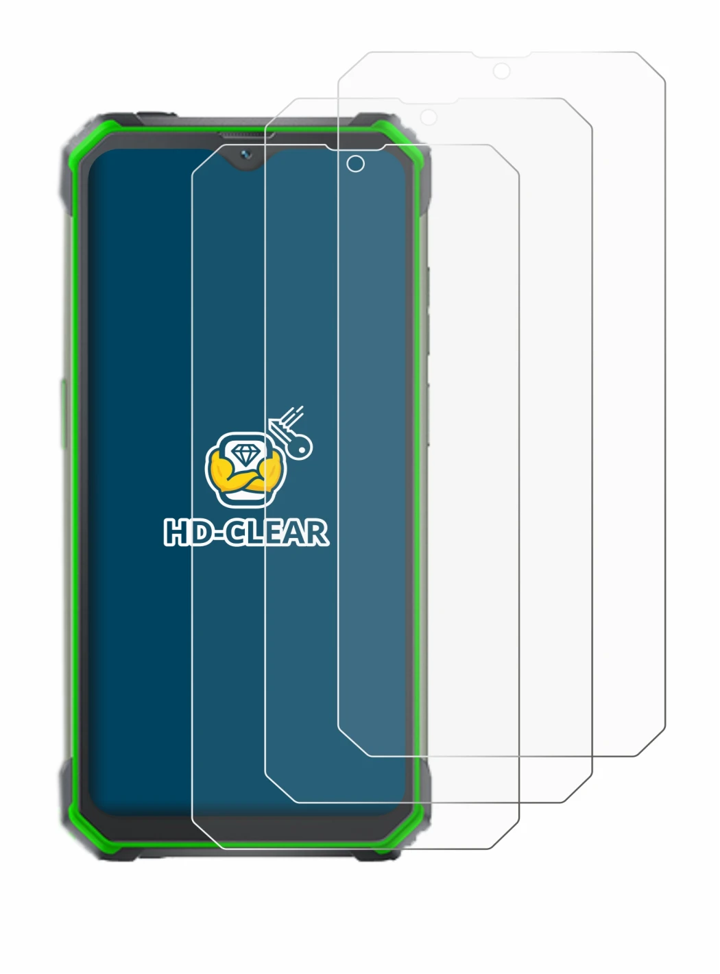 Image de l'appareil Blackview BV7100 avec une grande variété de protections d'écran.