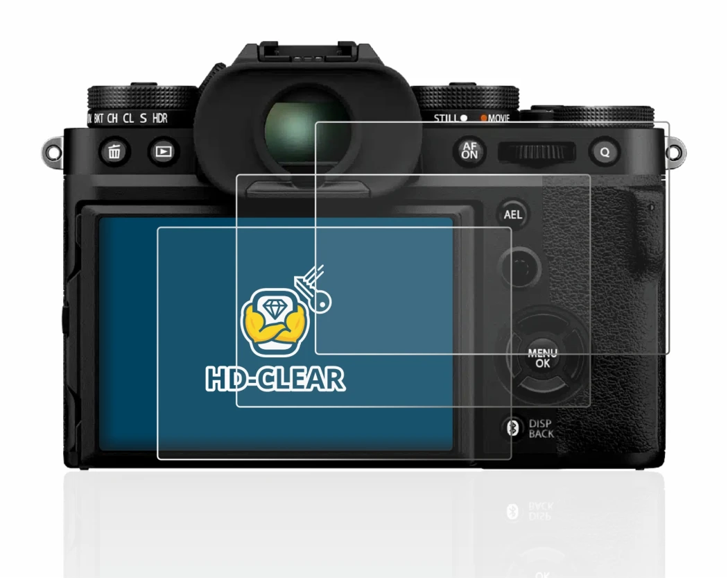 Image de l'appareil Fujifilm X-T5 avec une grande variété de protections d'écran.