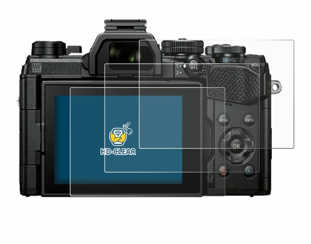 Image de l'appareil Olympus OM System OM-5 avec une grande variété de protections d'écran.