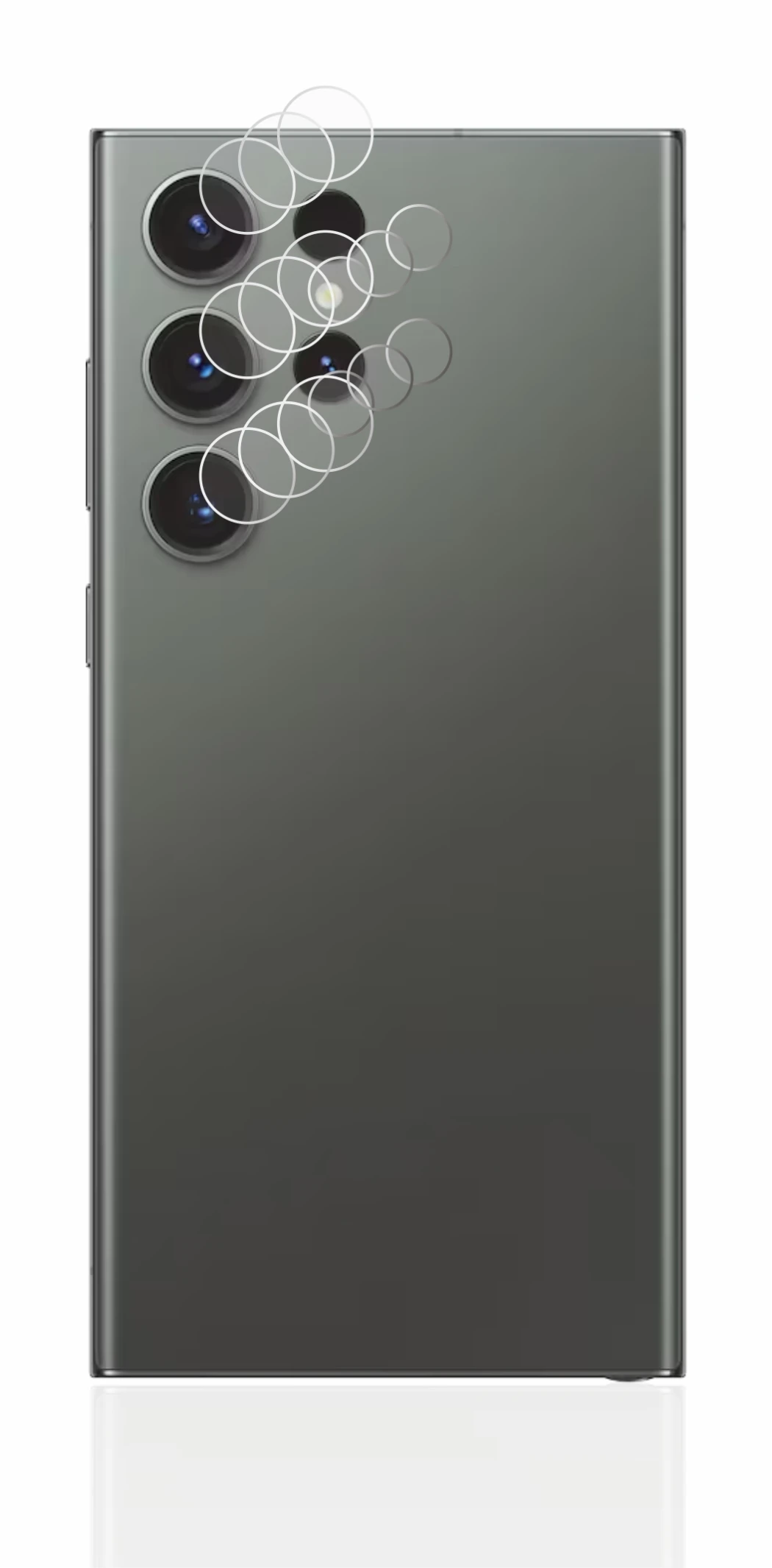 Image de l'appareil Samsung Galaxy S23 Ultra (Caméra UNIQUEMENT) avec une grande variété de protections d'écran.