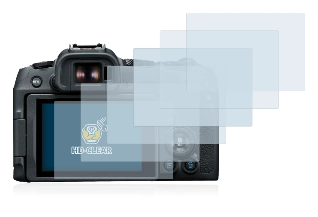 Image de l'appareil Canon EOS R8 avec une grande variété de protections d'écran.