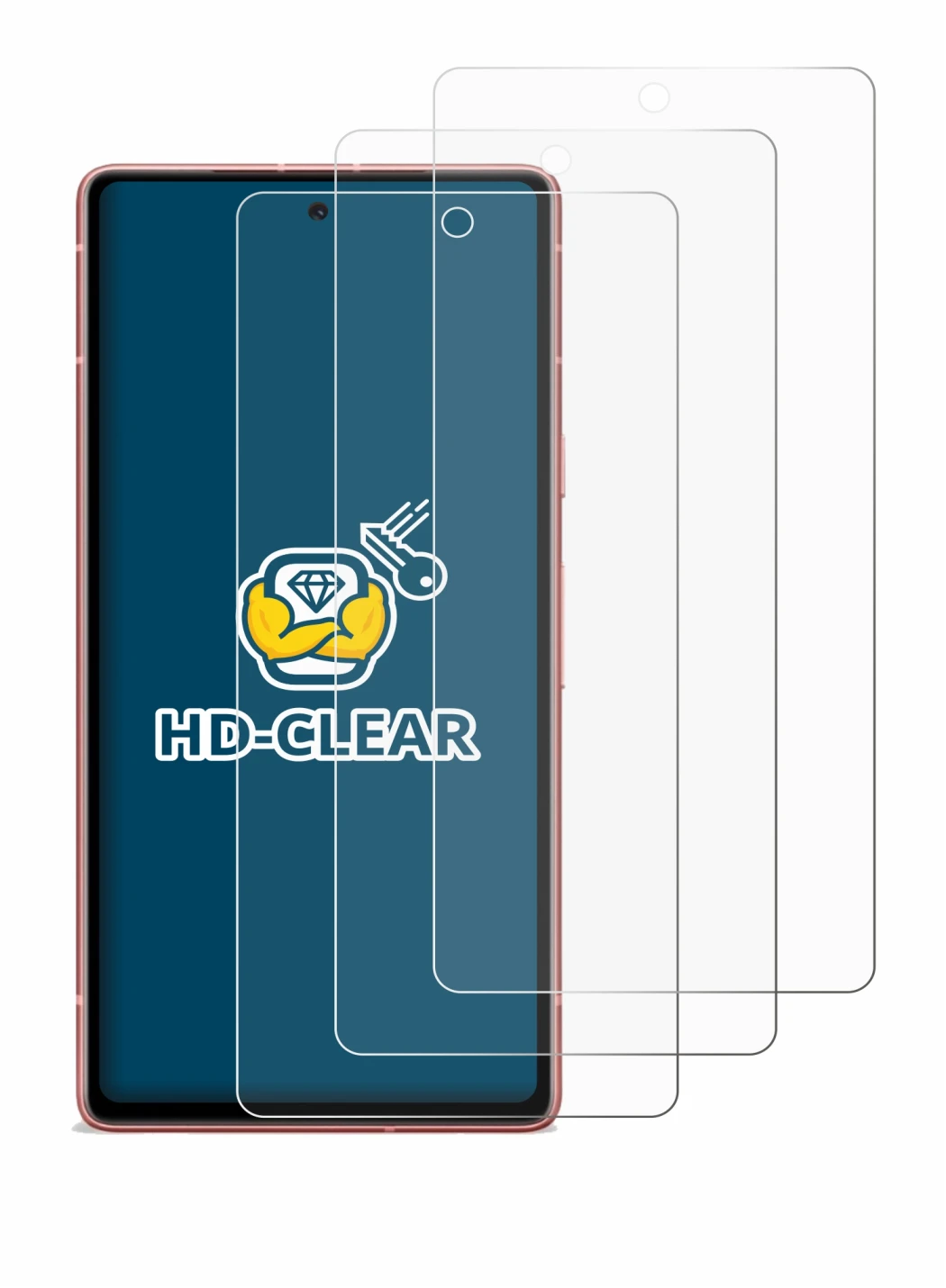 Image de l'appareil Google Pixel 7a avec une grande variété de protections d'écran.