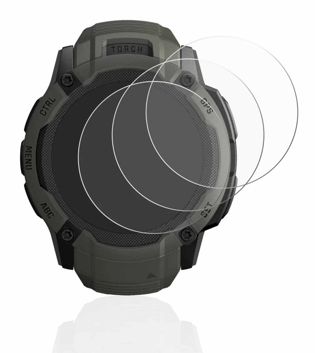 Image de l'appareil Garmin Instinct 2X Solar avec une grande variété de protections d'écran.