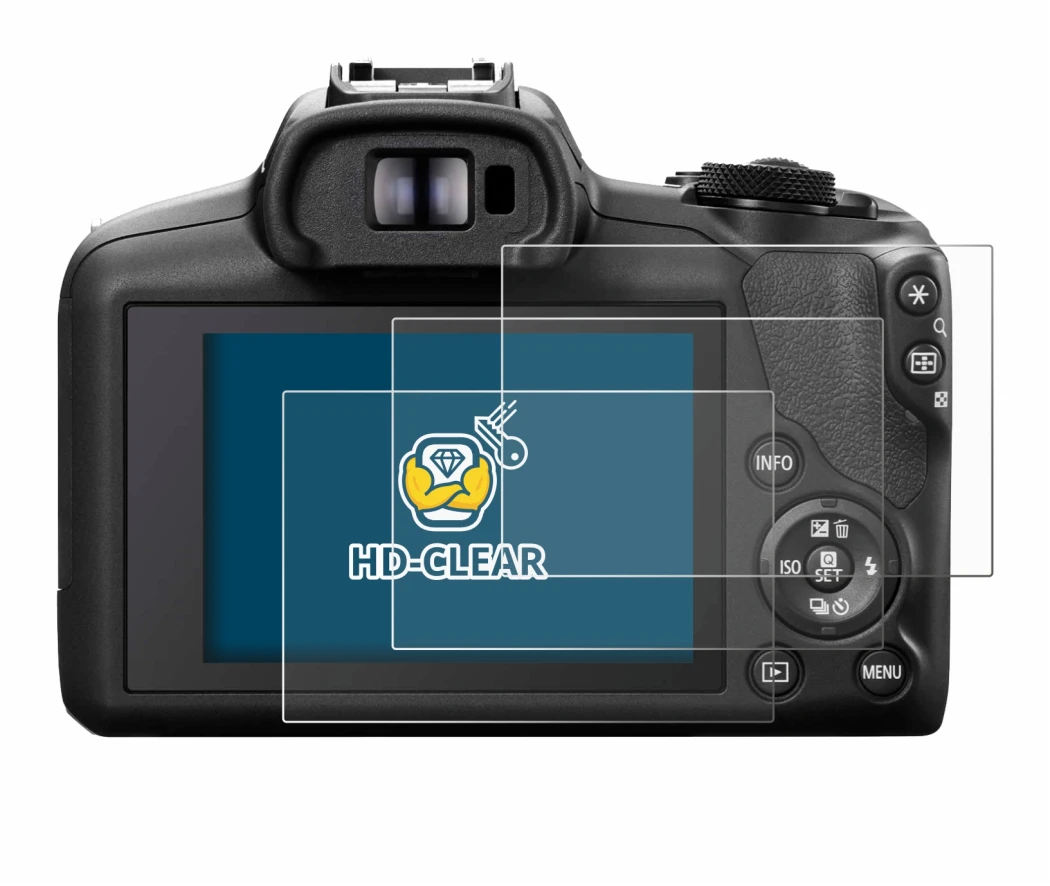 Image de l'appareil Canon EOS R100 avec une grande variété de protections d'écran.