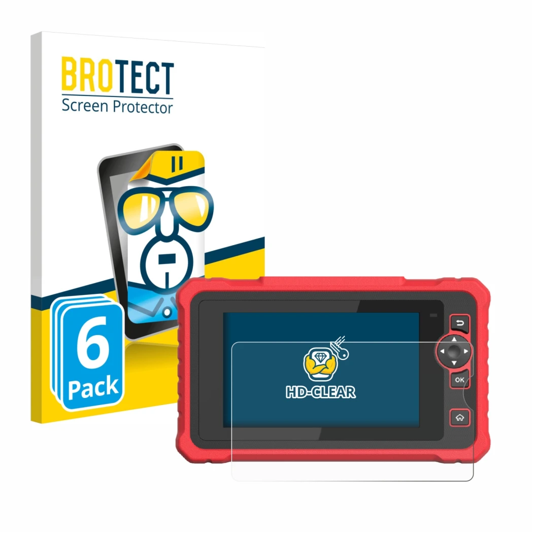 Face avant d’un emballage produit avec le logo de la marque BROTECT. À côté, l’appareil Launch CRP 359 est représenté avec la
