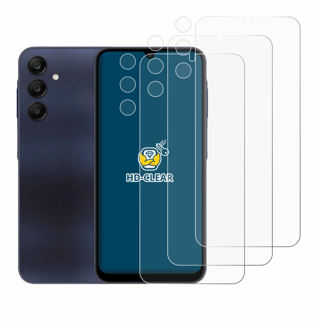 Image de l'appareil Samsung Galaxy A25 5G (Avant+Caméra) avec une grande variété de protections d'écran.