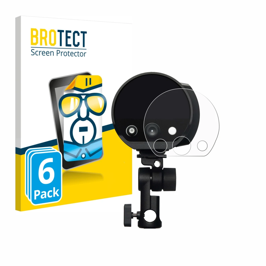 Face avant d’un emballage produit avec le logo de la marque BROTECT. À côté, l’appareil Profoto B10X est représenté avec la pr