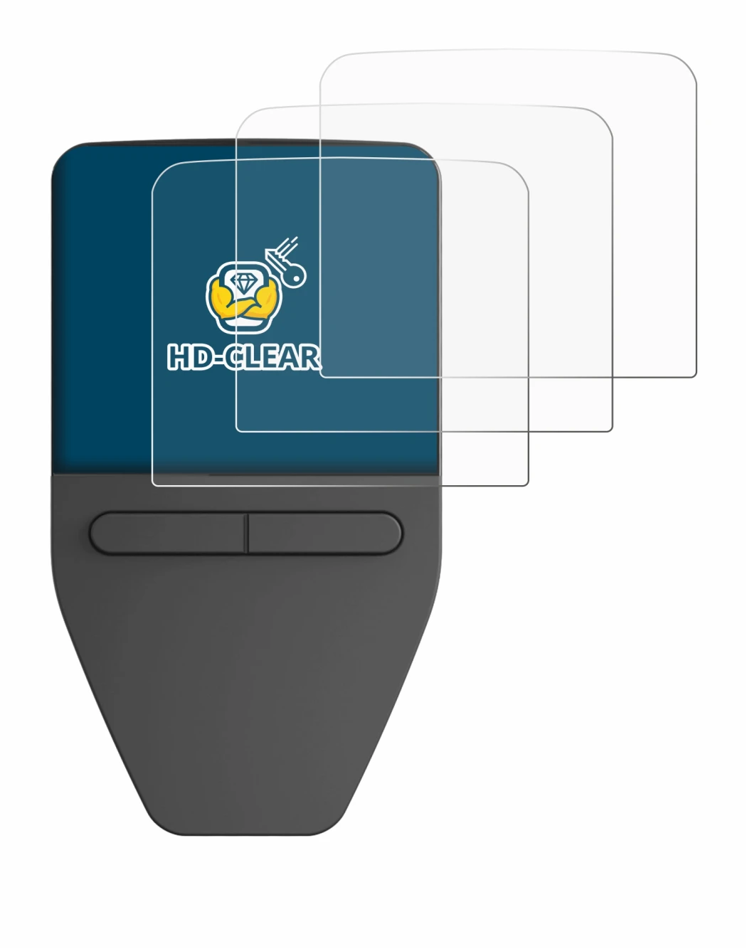 Image de l'appareil Trezor Safe 3 avec une grande variété de protections d'écran.