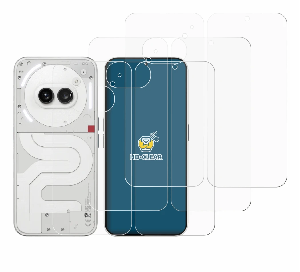 Image de l'appareil Nothing Phone (2a) (Avant+Arrière) avec une grande variété de protections d'écran.