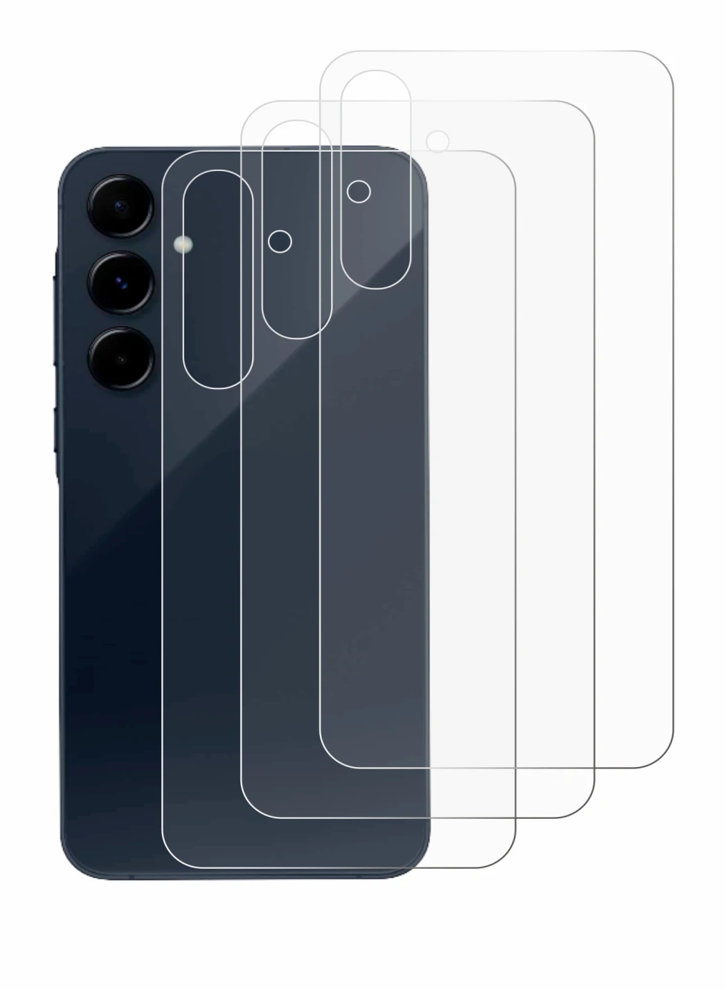 Image de l'appareil Samsung Galaxy A35 5G (Arrière) avec une grande variété de protections d'écran.